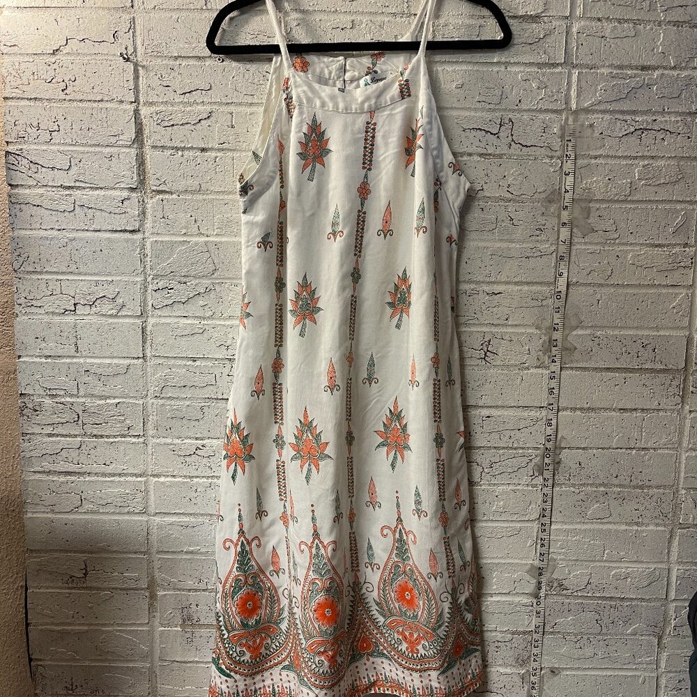 Lapogee Boho Floral Midi Sundress Size Large Rayon India Festival Ready